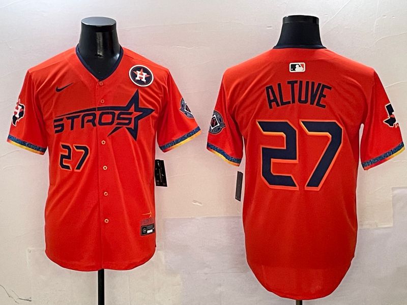 Men Houston Astros #27 Altuve Orange Fourth generation Joint Name Nike 2025 MLB Jersey style 4->houston astros->MLB Jersey